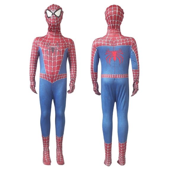HTQWLP 2PCS Halloween Superhero Costumes, Pop Role Playing Fancy Dress Costumes, Halloween Stage Performance Jumpsuit Outfit-Jumpsuit+Head Mask, Boys Birthday Party Dress up Costumes, Dark Blue/180