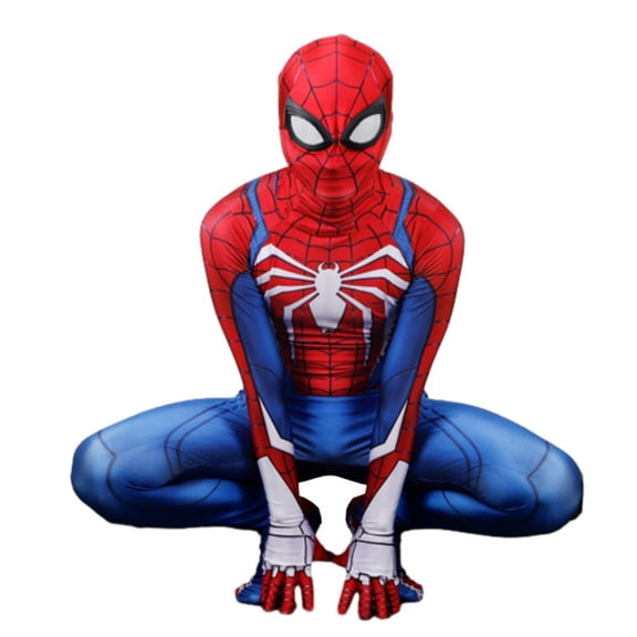 HTQWLP 2PCS Halloween Superhero Costumes, Pop Role Playing Fancy Dress Costumes, Halloween Stage Performance Jumpsuit Outfit-Jumpsuit Mask, 3-12Y Kids Birthday Party Dress up Costumes, Red/S