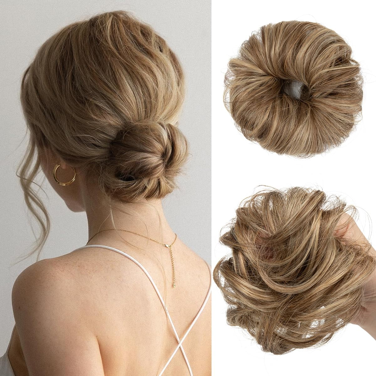 HTQWLP 2Pcs Small Cute Messy Bun Hair Piece for Thin Hair Women Mini ...