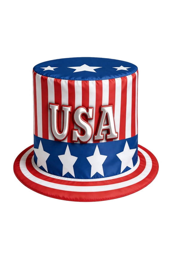 4th of July USA Flag Uncle Sam Top Hat, Patriotic Stars & Stripes Costume Hat for 4th of July, Independence Day Party Accessory