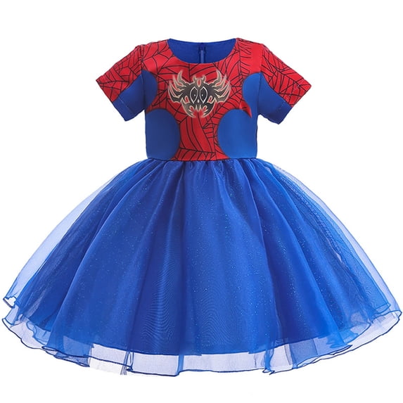 HTQWLP Girls Halloween Superhero Costumes, Pop Role Playing Princess Dress Fancy Costumes, Halloween Stage Performance Fluffys Skirts Outfit, Girls Birthday Party Dress up Costumes, Dark Blue/90