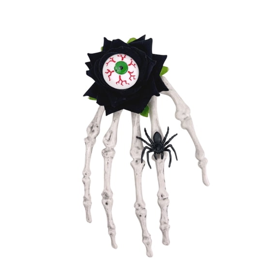 HTQWLP Halloween Skeleton Hand Hair Clips, Bloody Eyeball Black & Red Rose Spider Barrettes, Gothic Horror Hair Accessories for Cosplay, Party Costume Decor