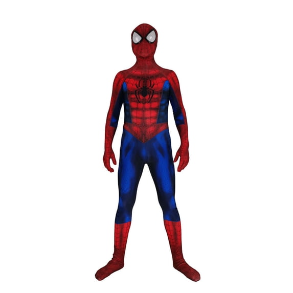 HTQWLP Halloween Superhero Costume, Pop Role Playing Fancy Dress Costumes, Halloween Stage Performance Cospaly Outfit-Jumpsuit with Mask, Birthday Party Dress Up Costumes for Kids, Deep Red/XL