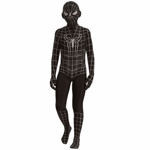 HTQWLP Halloween Superhero Costumes, Pop Role Playing Fancy Dress Costumes, Halloween Stage Performance Cospaly Outfit-Jumpsuit Mask, Birthday Party Dress up Costumes for Boys Girls, Black/120