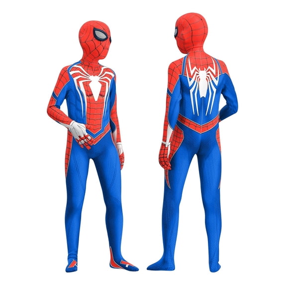 HTQWLP Halloween Superhero Costumes, Pop Role Playing Fancy Dress Costumes, Halloween Stage Performance Cosplay Outfit-Jumpsuit with Mask, Boys Birthday Party Dress up Costumes, Red Blue/130