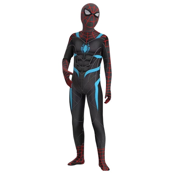 HTQWLP Halloween Superhero Costumes, Pop Role Playing Fancy Dress Costumes, Halloween Stage Performance Cosplay Outfit-Jumpsuit with Mask, Boys Birthday Party Dress up Costumes, Dark Blue/130