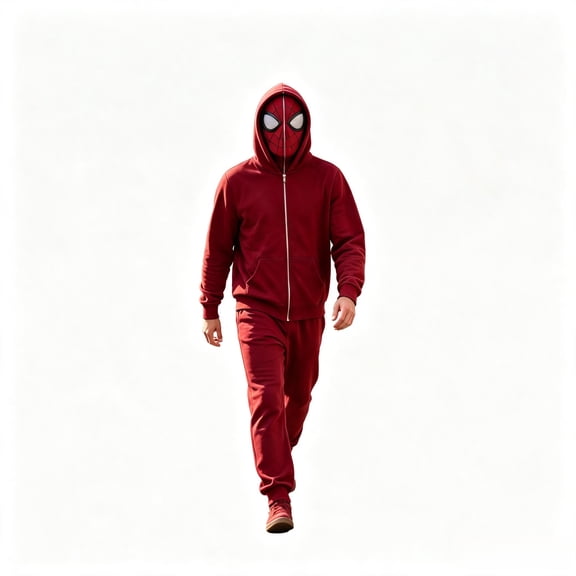 HTQWLP Halloween Superhero Costumes, Pop Role Playing Sweatshirt Jacket with Mask, Halloween Stage Performance Outfit Fancy Dress Costumes, Birthday Party Dress up Costumes for Adults, Red/L