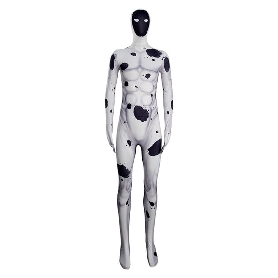 HTQWLP Halloween Superhero Costumes, Pop Style Role Playing Fancy Dress Costumes, Halloween Stage Performance Cosplay Outfit-Hooded Jumpsuit, Birthday Party Dress up Costumes for Men, White/170
