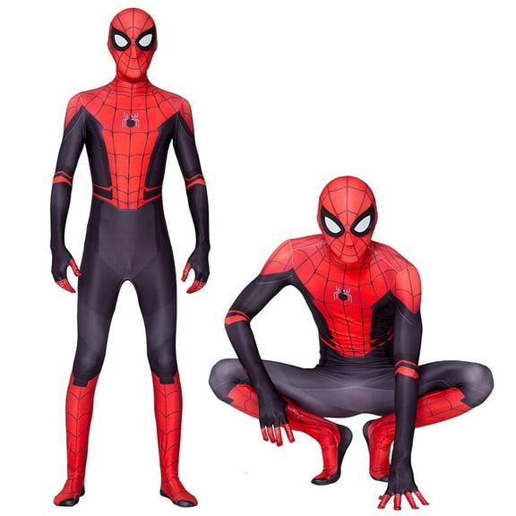 HTQWLP Halloween Spider Superhero Costume, Pop Cosplay Fancy Dress Costumes, Halloween Stage Performance Spider Web Outfit-Jumpsuit Mask, Men's Birthday Party Dress up Costumes, Red/M