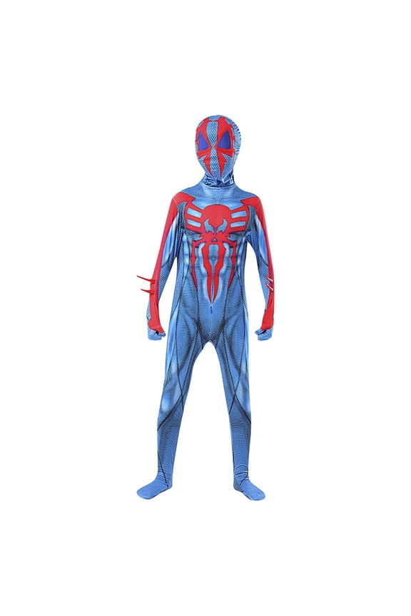 Halloween Superhero Fancy Dress Costumes, Superhero Onesie Cosplay Outfits with Masks, One-Piece Superhero Jumpsuit, Halloween Party Dress up Performance Costume for Men, Blue/190