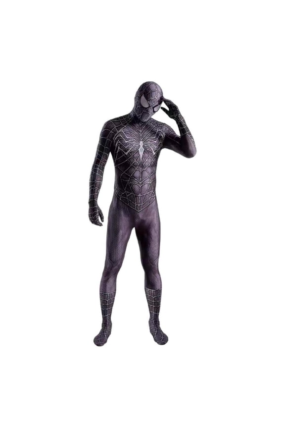 Halloween Superhero Fancy Dress Costumes, Superhero Onesie Cosplay Outfits with Masks, One-Piece Superhero Jumpsuit, Halloween Party Dress up Performance Costume for Men, Gray/S