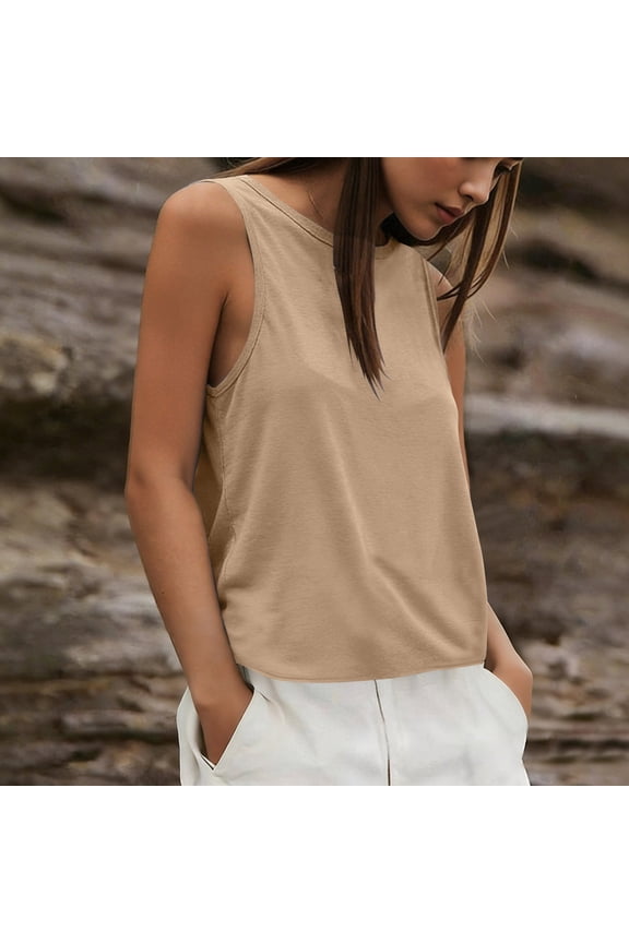 Open Back Workout Tops for Women, Athletic Backless Tank Tops Sleeveless Running T Shirts Yoga Going Out Gym Clothes - Beige XXL