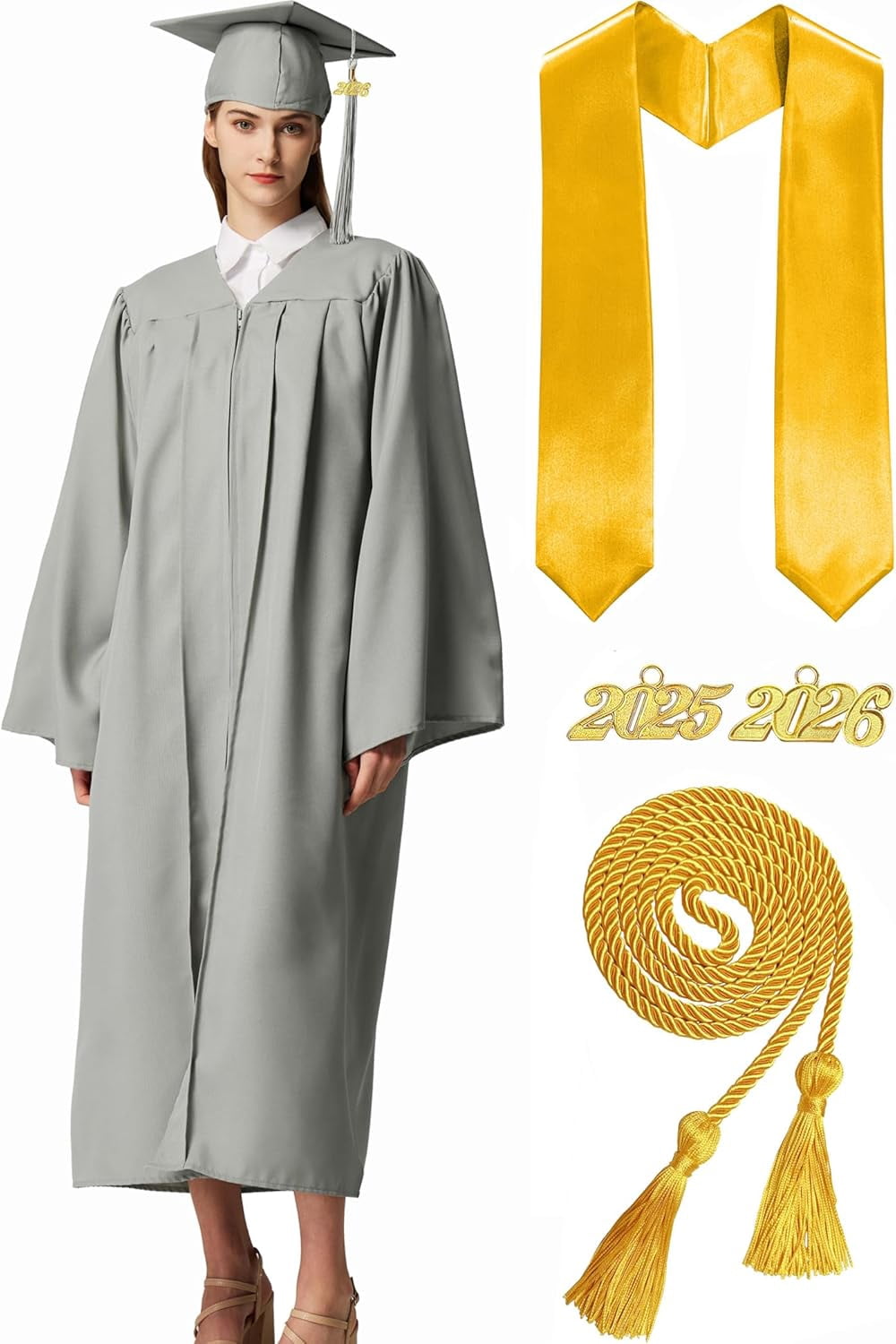 HTQWLP Unisex Matte Graduation Cap and Gown 2026 Set with Tassel Honor ...