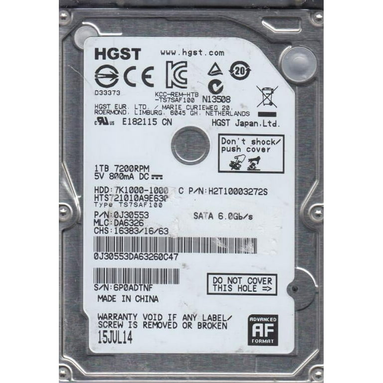 hts721010?a9e630、PN 0j30553、MLC da6326、Hitachi 1?TBハードドライブSATA 2.5 HTS721010A9E630, PN 0J30553, MLC DA6326, Hitachi 1TB SATA