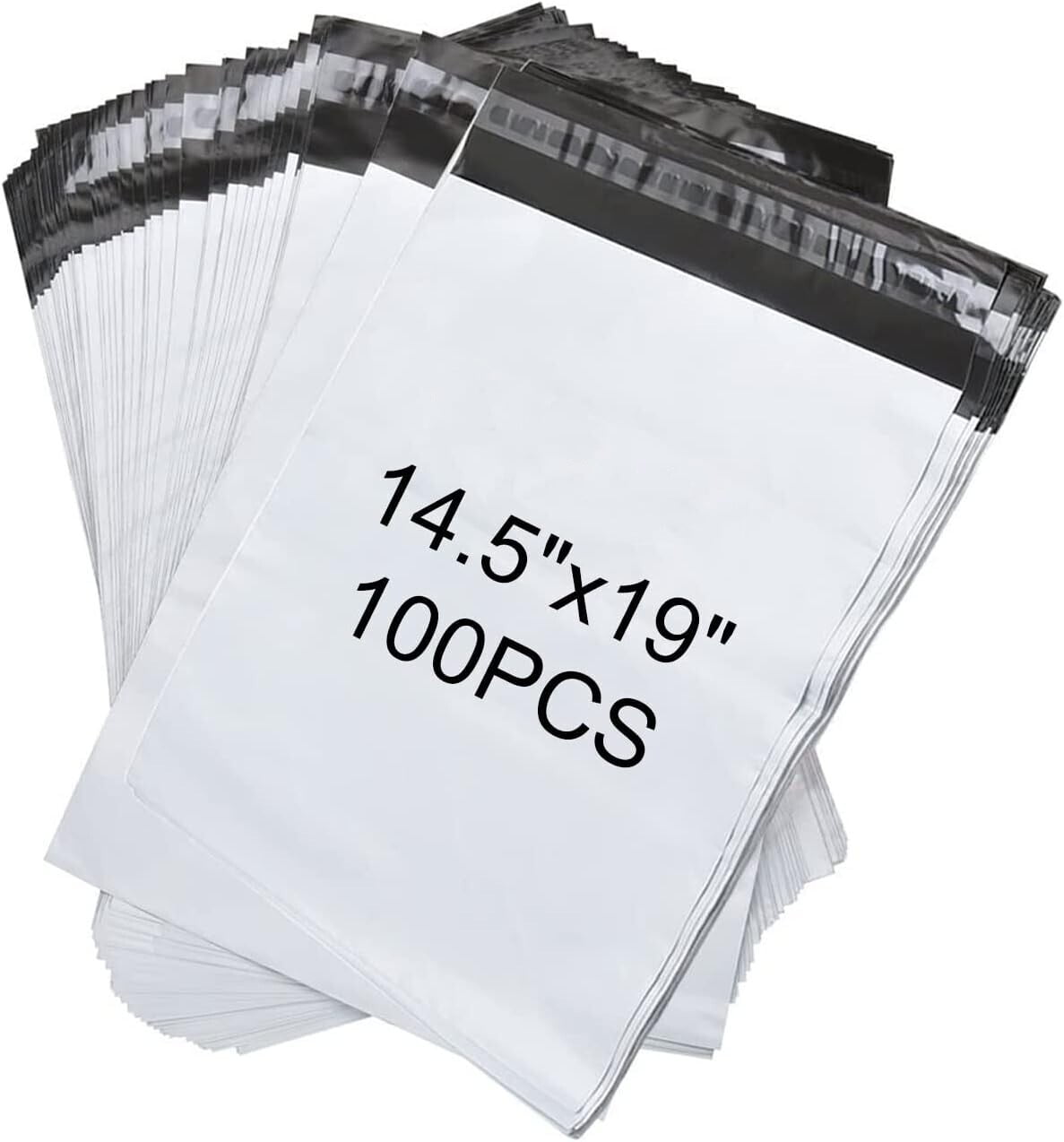 HTSQYL 100PCS Poly Mailers 14.5x19 Inch - Self Adhesive Shipping Bags - Strong Thick Mailing Bags for Clothing, Lightweight Shipping Envelopes, Waterproof and Tear-Proof Postal Bags