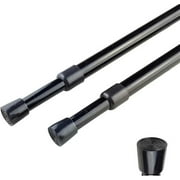 HTSQYL 2 Pack 4/8" Spring Tension Curtain Rod, RV Tension Bars, Adjustable Cupboard Rods White 16 to 28 Inch, Suitable for Doors and Windows, Black