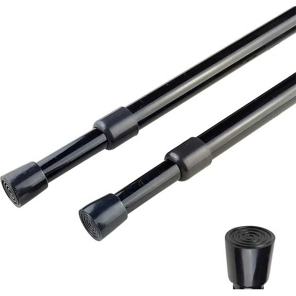 HTSQYL 2 Pack 4/8" Spring Tension Curtain Rod, RV Tension Bars, Adjustable Cupboard Rods White 16 to 28 Inch, Suitable for Doors and Windows, Black