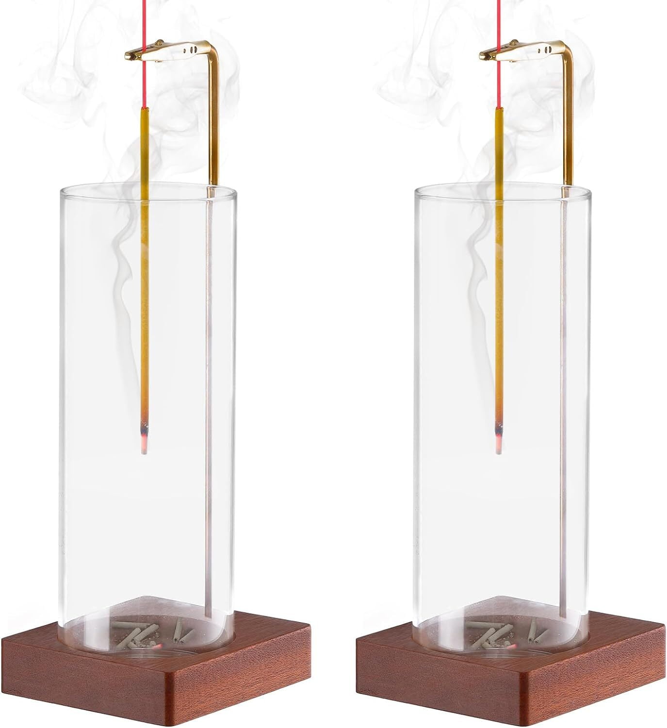 HTSQYL 2 Pack Incense Holder for Sticks, Insence-Stick Holder Ash Catcher with Removable Glass [Anti-Ash Flying],Mess-Free Incense Burner Holder,Perfect for Meditation Yoga Relaxation,Home Decor