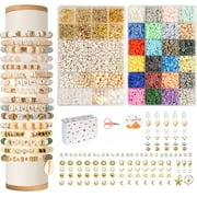 HTSQYL Clay Beads 2 Boxes Bracelet Making Kit, 7200 Beads for Jewelry Making, Round Letter Beads with Charm and Strings, Friendship Bracelets DIY Arts and Crafts Birthday Gifts Toys for Kids