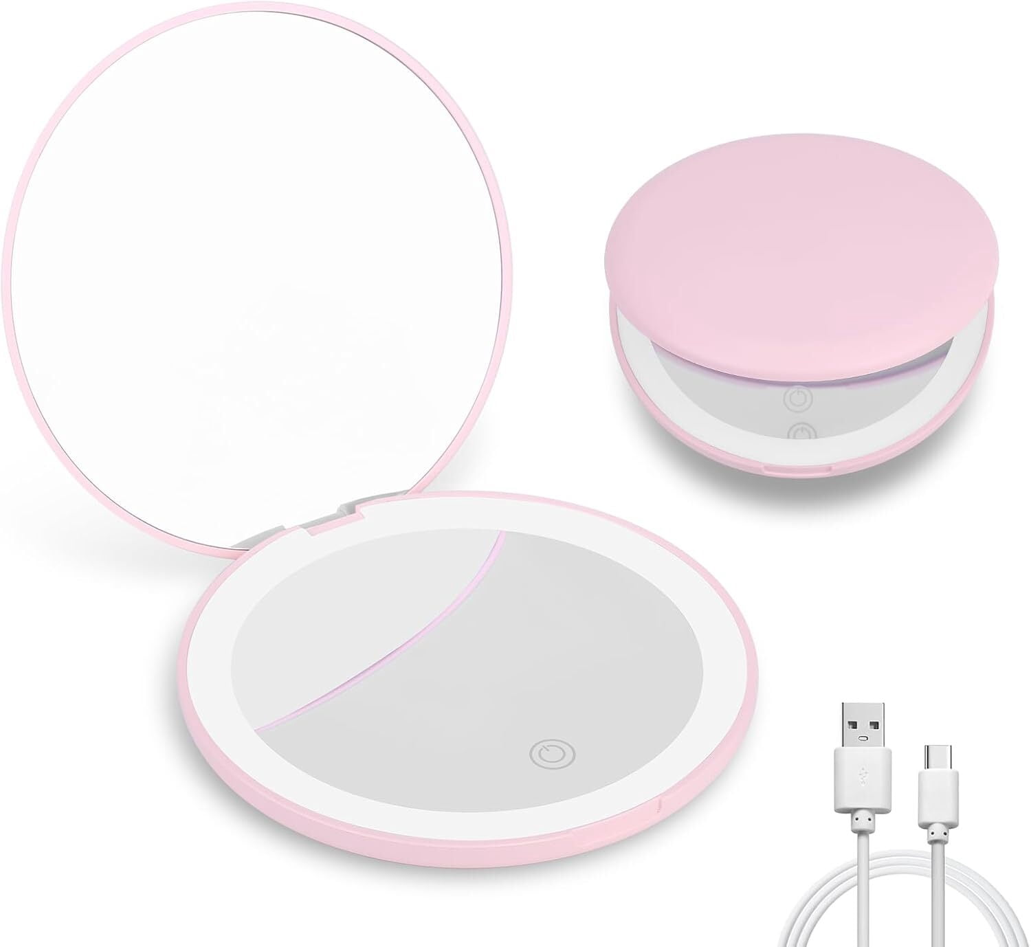 HTSQYL Compact Mirror with LED Light,1x/10x Magnifying Rechargeable ...