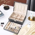 thumbnail image 1 of HTSQYL Jewelry Boxes, Gray Jewelry Organizer Box, Leather Earring Organizer Holder for Jewelry Rings Earrings Necklaces, 1 of 2