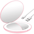 thumbnail image 1 of HTSQYL Travel Mirror with Light, Rechargeable 1x/10x Compact Magnifying Mirror, Dimmable Pocket Mirror,3.5inch Travel Size,Portable for Handbag,Purse,Gift,Pink, 1 of 7