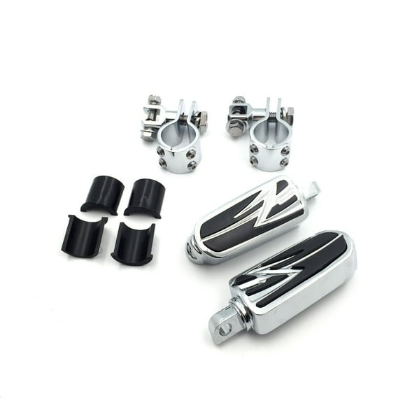 HTT-MOTOR 1" 1 1/4" ENGINE GUARDS Flame Foot Pegs Clamps For Harley Sportster 883 1340