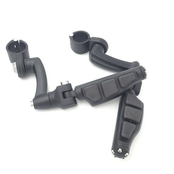 HTT-MOTOR Black 360 Adjustable Peg Mounting Kit Flat End Footrest Foot Pegs For Yamaha V-STAR Roadstar Suzuki Boulevard Equipped with 1 inch (1") 25mm Front Engine Guard Frame Tube