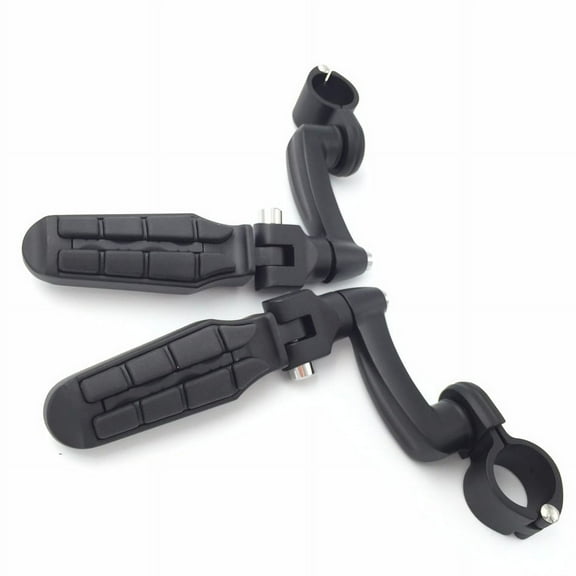 HTT-MOTOR Black Adjustable Highway Peg Mounting Kit with Footpeg Footrest For Honda GoldWing VTX1300 Shadow Valkyrie Triumph Equipped 1-1/2 inch (1.5") Front Engine Guard Frame Tube