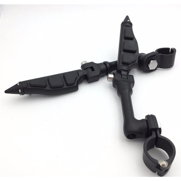 HTT-MOTOR Black Long Angled Adjustable Peg Mounting Kit Stiletto Shape Foot Peg Footrest For Harley Sportster 883 1200 Street Bob Softail CVO with 1 inch (1") 25mm Front Engine Guard