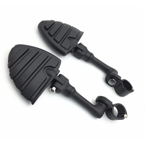 HTT-MOTOR Black Long Angled Adjustable Peg Mounting Kit U Shape Foot Peg For Honda GoldWing VTX1300 Shadow Valkyrie Triumph Rocket with 1-1/2 inch 1.5" Front Engine Guard Frame Tube
