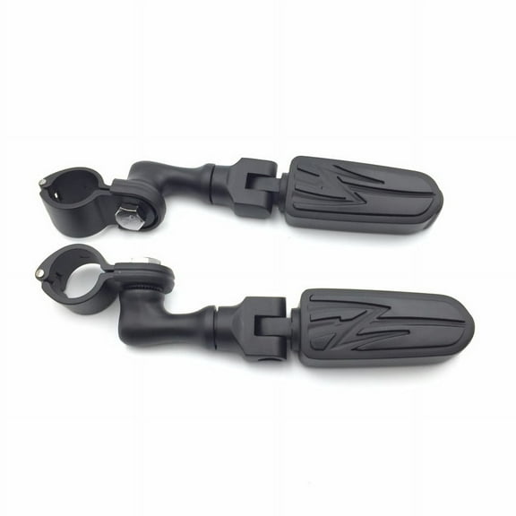 HTT-MOTOR Black Short Adjustable Peg Mounting Kit Lightning Style Foot Peg Footrest For Harley Sportster 883 1200 Street Bob Softail CVO with 1 inch (1") 25mm Front Engine Guard