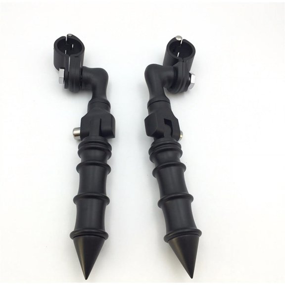 HTT-MOTOR Black Short Angled Adjustable Peg Mounting Kit Foot Peg For Honda GoldWing VTX1300 Shadow Valkyrie Triumph 1-1/2 inch (1.5") Front Engine Guard Frame Tube