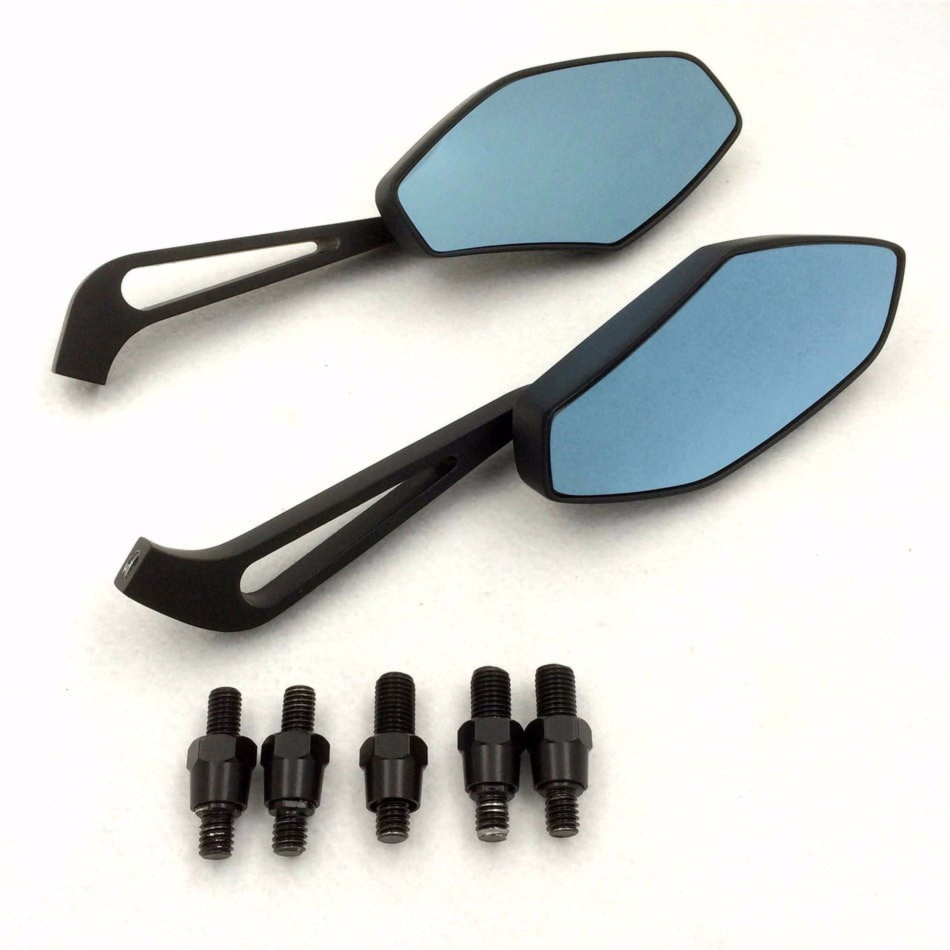 HTT-MOTOR Black mirrors Fit most motorcycle with 8mm or 10mm clockwise Honda Suzuki Kawasaki Yamaha Harley handlebar mount