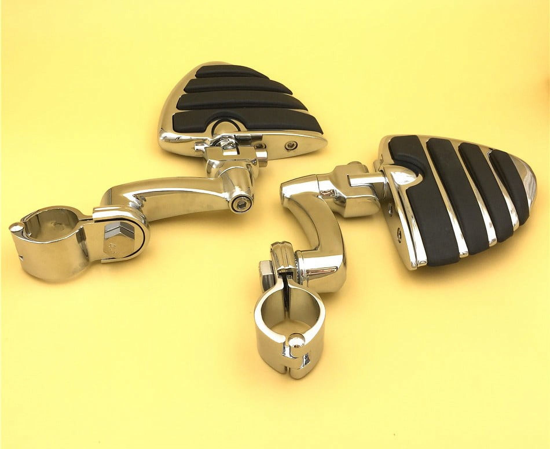 HTT Motorcycle Chrome Short Angled Adjustable Highway Peg Mounting Kit For Bike Equipped 1 1 4 Inch 1 25 Front Engine Guard Frame Tube Yamaha V Star
