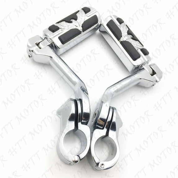 HTT-MOTOR Chrome 5" Long FootPeg Kit 1.25" Engine Guard For Yamaha Roadstar xv1700