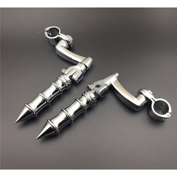 HTT-MOTOR Chrome Adjustable Peg Mounting Kit Foot Peg Footrest For Harley Davidson Sportster 883 1200 Street Bob Softail CVO Equipped 1-1/2 inch (1.5") Front Engine Guard