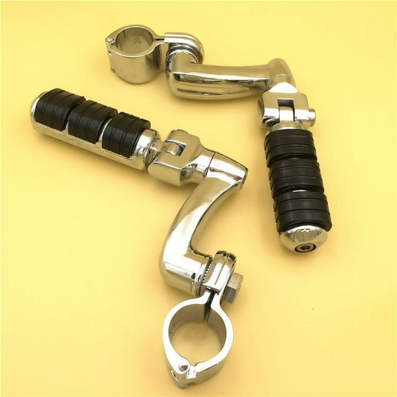 HTT-MOTOR Chrome Regular Footrest Foot Pegs with 1-1/2" Clamps For Harley Davidson Sportster 883 XL 1200 1340/Triumph Rocket 3 2300cc/Kawasaki Vulcan VN400 VN900 VN1500 VN2000