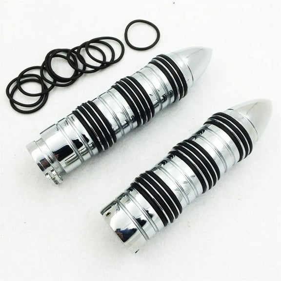 HTT-MOTOR Chrome Rubber Coil 1" Hand Grips For Most Motorcycles bikes with 1" handlebars ( Harley/ Kawasaki/ Suzuki)