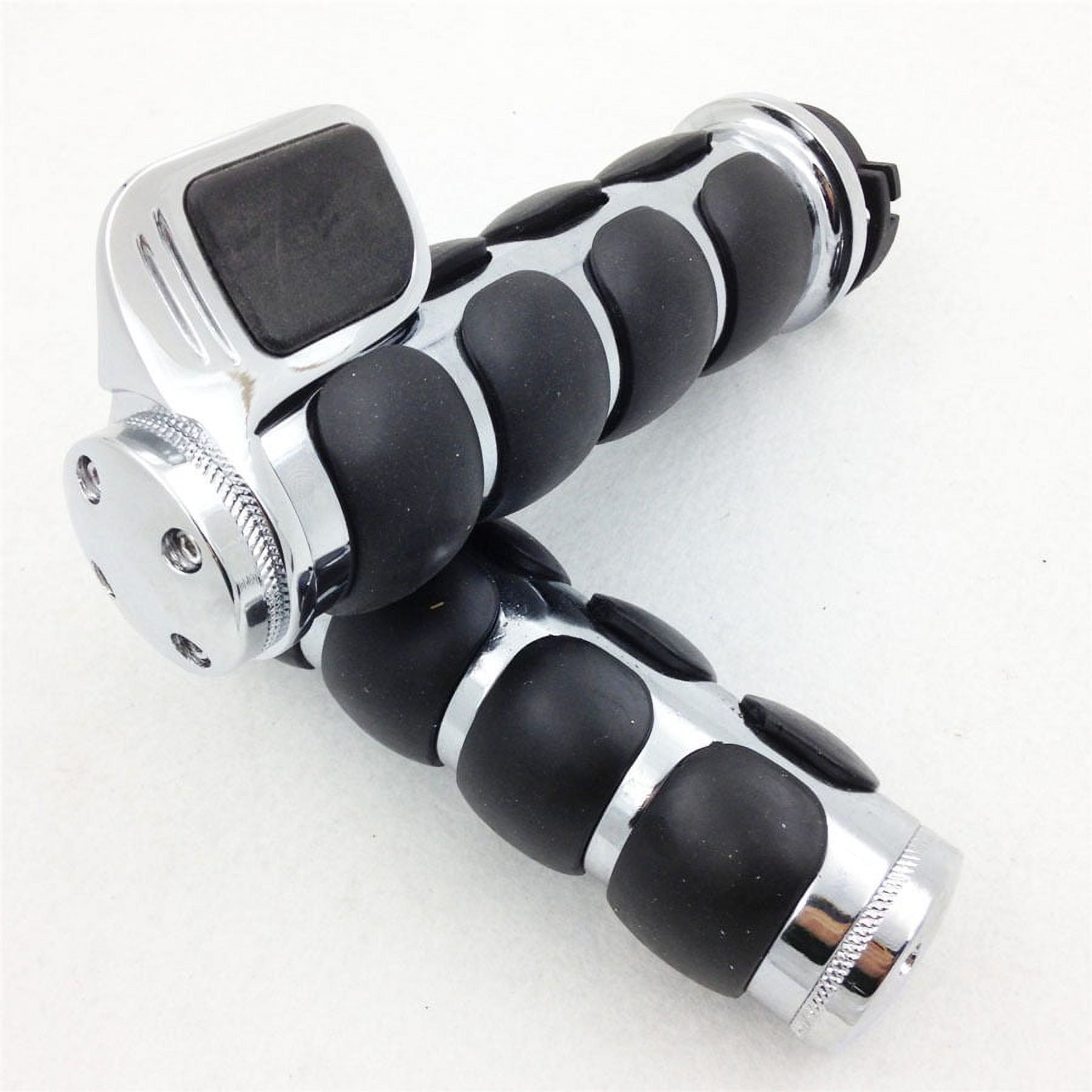 HTT-MOTOR Chrome Rubber Hand Grips 1