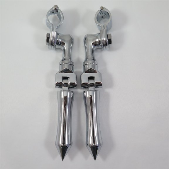 HTT-MOTOR Chrome Short Angled Adjustable Peg Mounting Kit Stick Footpeg For Honda GoldWing VTX1300 Shadow Valkyrie Triumph w/ 1-1/2 inch (1.5") Front Engine Guard Frame Tube