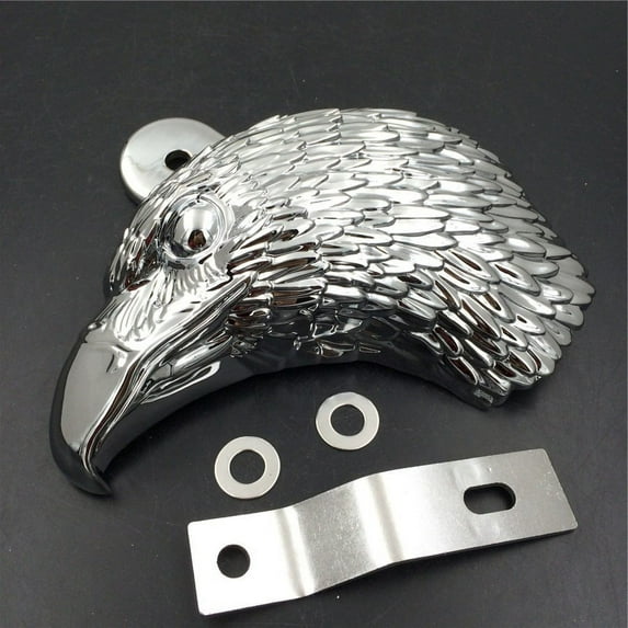 HTT-MOTOR Chromed Eagle head horn cover For 1992 and up Harley-Davidson with side mount "cowbell" and all V-rod's