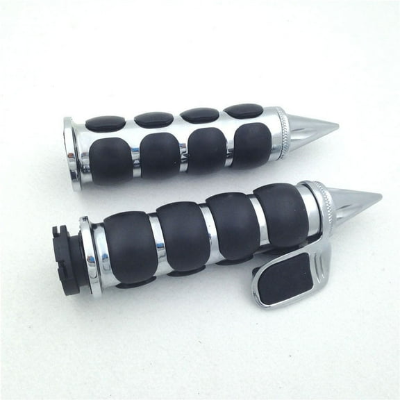 HTT-MOTOR Chromed Spike 1" Rubber Hand Grip With Contoured Throttle Boss For Yamaha Road Star Silverado MMLTD V Star 1100 Classic 650 Classic Custom