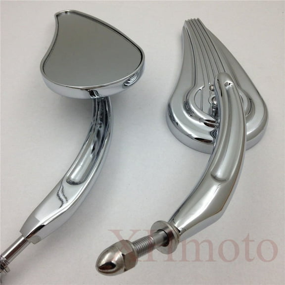 HTT-MOTOR Custom Tailfin Mirrors Fit Harley Custom Vehicle Operations Dyna Low Rider CHROME