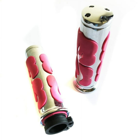 HTT-MOTOR Flame Hand Grip For Yamaha Road Star Silverado Mmltd Vstar 650 1100 Classic chrome pink