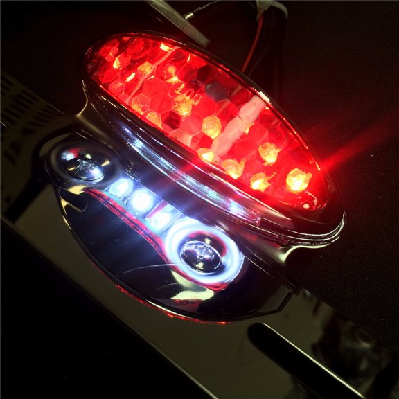 HTT-MOTOR Motorcycel Chrome Smoke LEDIntegratedAll-in-one TaillightLicensePlateLightPlate HolderForATV off-Road Suzuki Yamaha