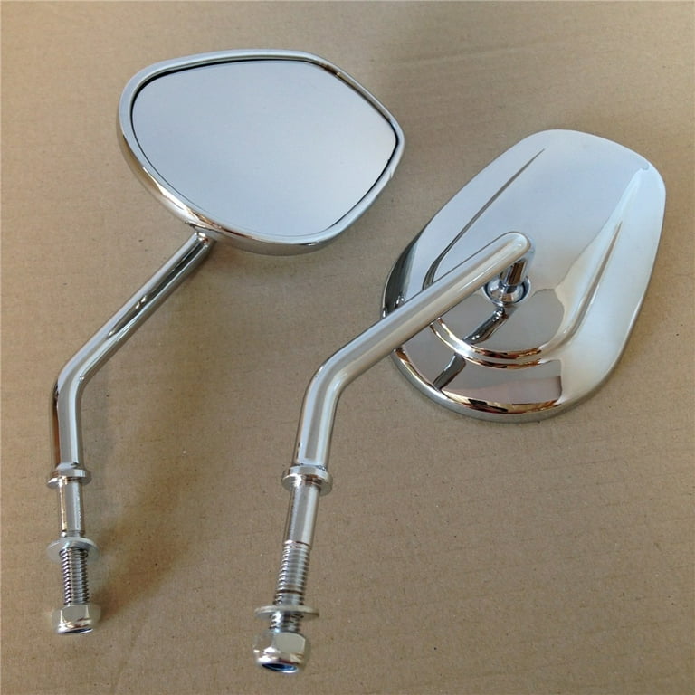 Chrome Rearview Mirrors For Harley Davidson FLSTC, DYNA, FXDF, FLSTF & More - 8mm Thread, 5-1/8" Mirror, Pair
