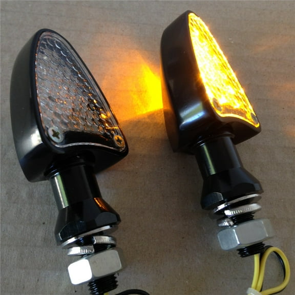 HTT-MOTOR Universal Clear Lens 18 Amber LED Turn Signal Blinker Light 10mm Mounting Bolt