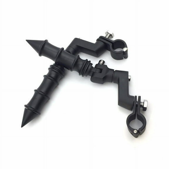 HTT Motorcycle Black Foot Peg Footrest with Mounting Kit Clamps Fits Front Engine Guards 1.25" Diameter Tubing For Harley Davidson Sportster 883 1200 Street Bob Softail Dyna