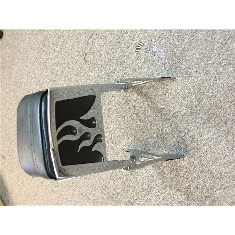 HTT Motorcycle Chrome Flame Backrest Sissy Bar With Leather Pad